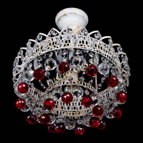 Люстра Астра шар №1 Красная белая в Подольске Гусь Хрустальный