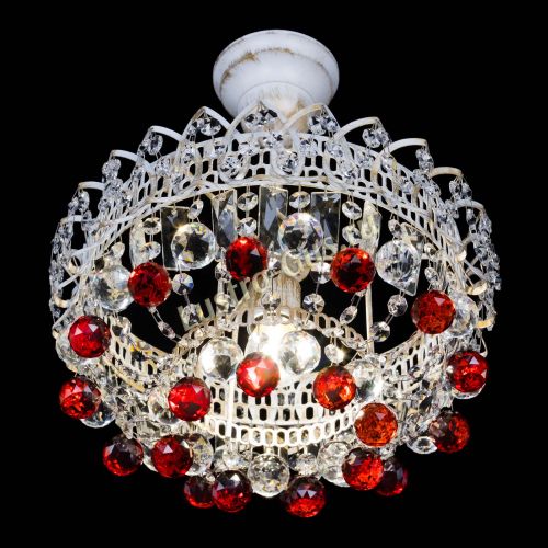 Люстра Астра шар №1 Красная белая в Подольске Гусь Хрустальный