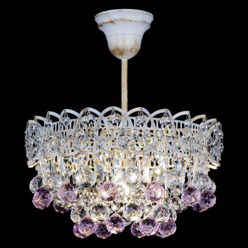 Люстра Астра шар №1 Розовая белая в Подольске Гусь Хрустальный