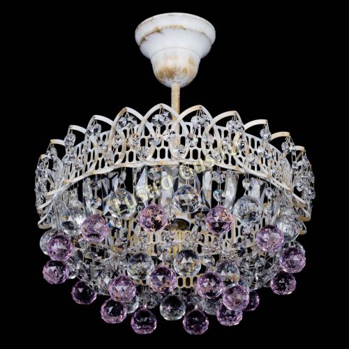 Люстра Астра шар №1 Розовая белая в Подольске Гусь Хрустальный