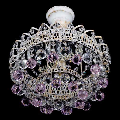 Люстра Астра шар №1 Розовая белая в Подольске Гусь Хрустальный