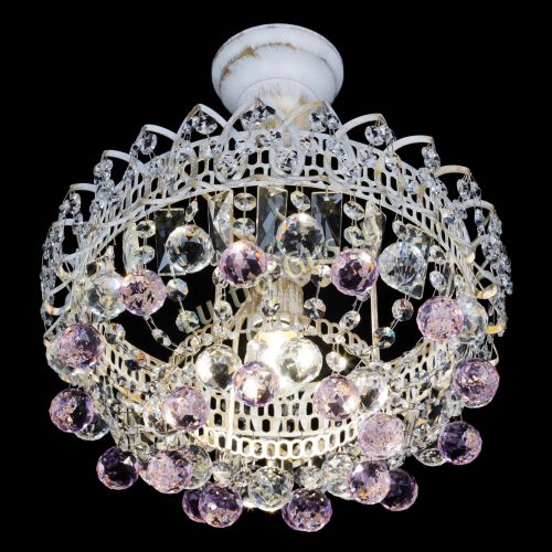 Люстра Астра шар №1 Розовая белая в Подольске Гусь Хрустальный