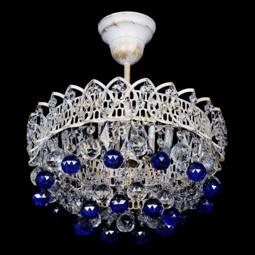 Люстра Астра шар №1 Синяя белая в Подольске Гусь Хрустальный