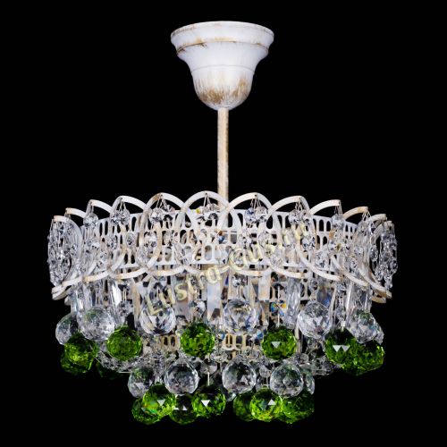 Люстра Астра шар №1 Зеленая белая в Подольске Гусь Хрустальный