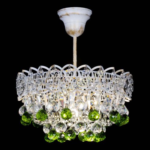 Люстра Астра шар №1 Зеленая белая в Подольске Гусь Хрустальный