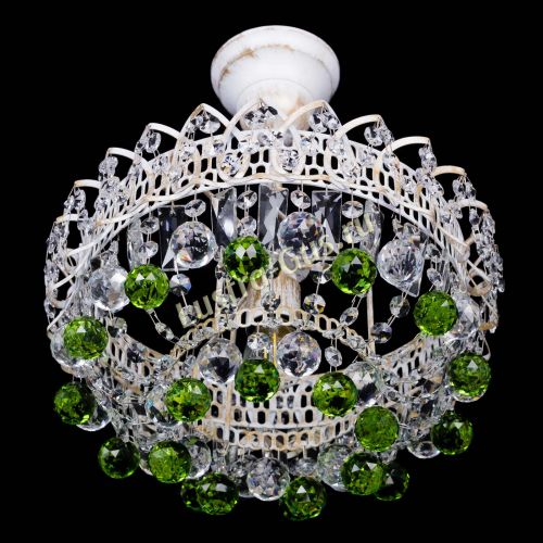 Люстра Астра шар №1 Зеленая белая в Подольске Гусь Хрустальный