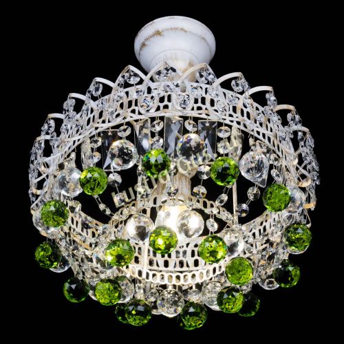 Люстра Астра шар №1 Зеленая белая в Подольске Гусь Хрустальный