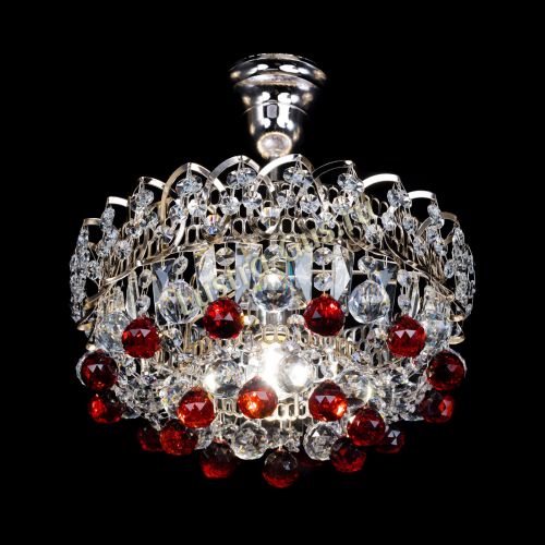 Люстра Астра шар красная 1 лампа в Подольске Гусь Хрустальный