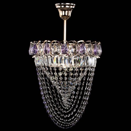 Люстра Астра Водоворот с подвесом №1 фиолетовая в Подольске Гусь Хрустальный