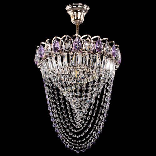Люстра Астра Водоворот с подвесом №1 фиолетовая в Подольске Гусь Хрустальный