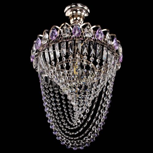 Люстра Астра Водоворот с подвесом №1 фиолетовая в Подольске Гусь Хрустальный