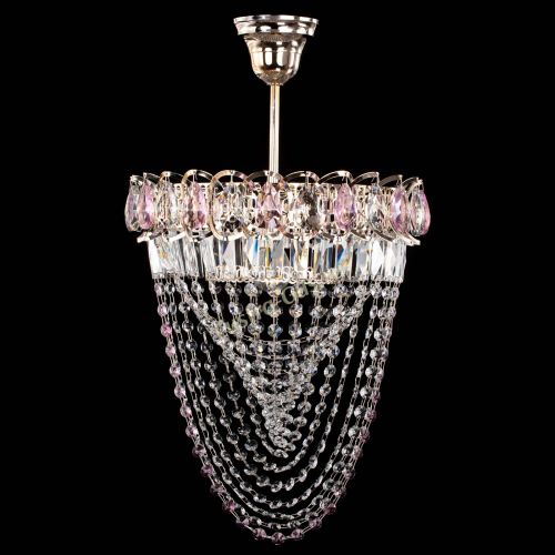 Люстра Астра Водоворот с подвесом №1 розовая в Подольске Гусь Хрустальный