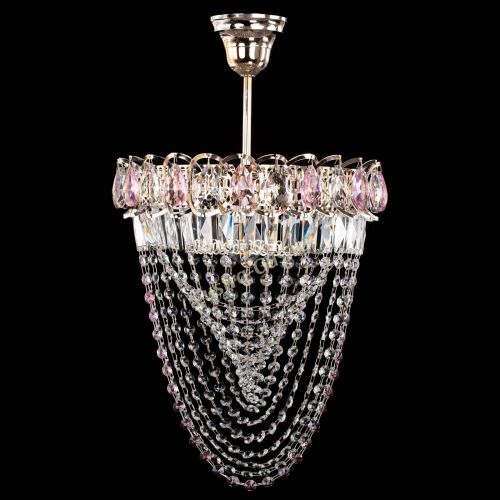 Люстра Астра Водоворот с подвесом №1 розовая в Подольске Гусь Хрустальный