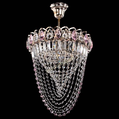 Люстра Астра Водоворот с подвесом №1 розовая в Подольске Гусь Хрустальный