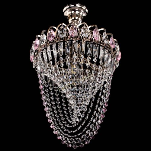 Люстра Астра Водоворот с подвесом №1 розовая в Подольске Гусь Хрустальный