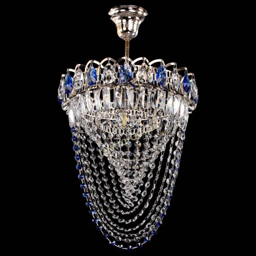 Люстра Астра Водоворот с подвесом №1 синяя в Подольске Гусь Хрустальный