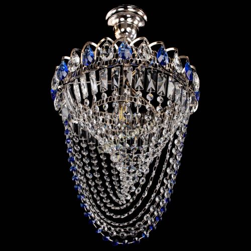 Люстра Астра Водоворот с подвесом №1 синяя в Подольске Гусь Хрустальный