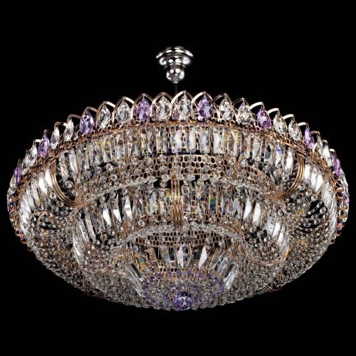 Люстра Двойное кольцо пластинка с подвесом Фиолетовая в Подольске Гусь Хрустальный