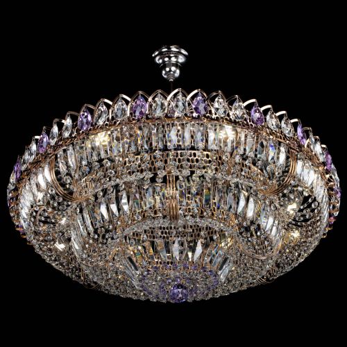 Люстра Двойное кольцо пластинка с подвесом Фиолетовая в Подольске Гусь Хрустальный