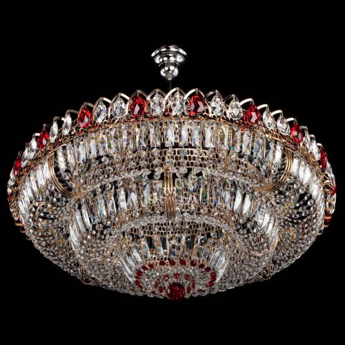 Люстра Двойное кольцо пластинка с подвесом Красная в Подольске Гусь Хрустальный