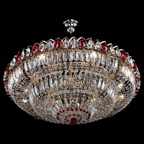 Люстра Двойное кольцо пластинка с подвесом Красная в Подольске Гусь Хрустальный