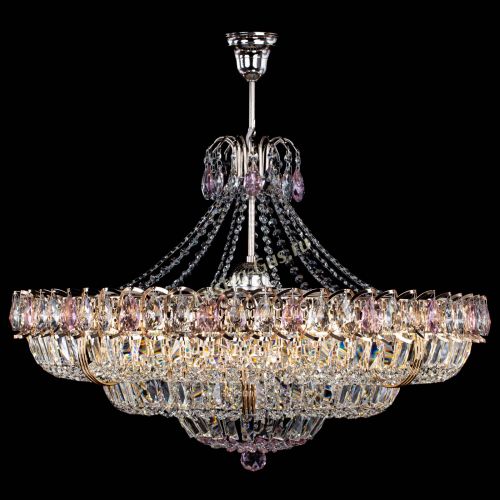 Люстра Двойное кольцо пластинка с подвесом Розовая в Подольске Гусь Хрустальный