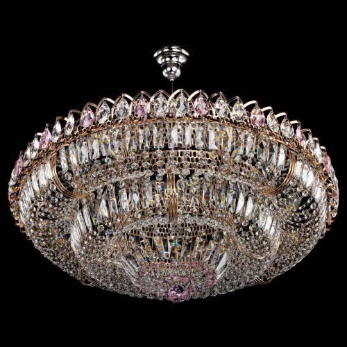 Люстра Двойное кольцо пластинка с подвесом Розовая в Подольске Гусь Хрустальный