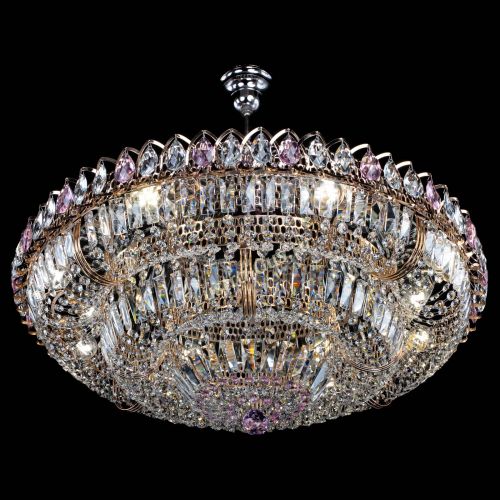 Люстра Двойное кольцо пластинка с подвесом Розовая в Подольске Гусь Хрустальный