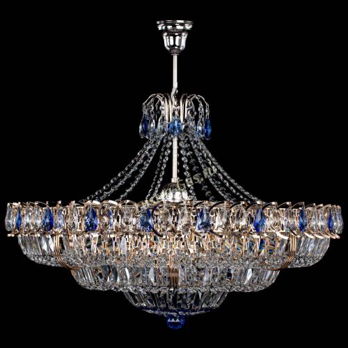 Люстра Двойное кольцо пластинка с подвесом Синяя в Подольске Гусь Хрустальный