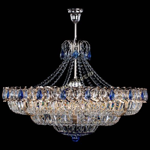 Люстра Двойное кольцо пластинка с подвесом Синяя в Подольске Гусь Хрустальный