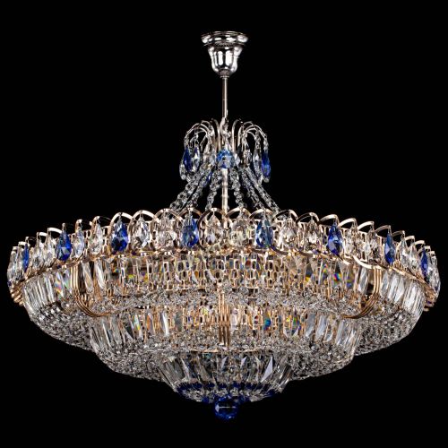 Люстра Двойное кольцо пластинка с подвесом Синяя в Подольске Гусь Хрустальный