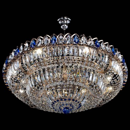 Люстра Двойное кольцо пластинка с подвесом Синяя в Подольске Гусь Хрустальный