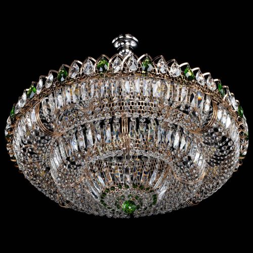 Люстра Двойное кольцо пластинка с подвесом Зеленая в Подольске Гусь Хрустальный