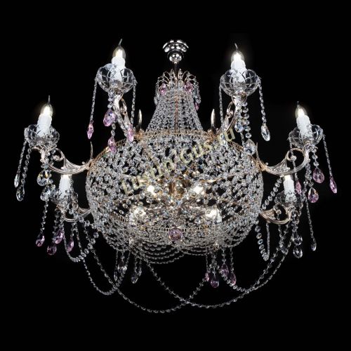 Люстра Елизавета №13 розовая в Подольске Гусь Хрустальный