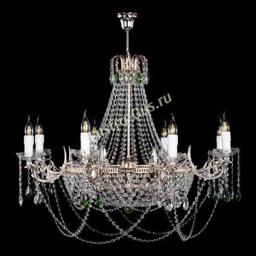 Люстра Елизавета №13 зеленая в Подольске Гусь Хрустальный