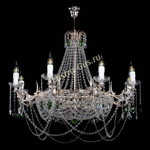 Люстра Елизавета №13 зеленая в Подольске Гусь Хрустальный
