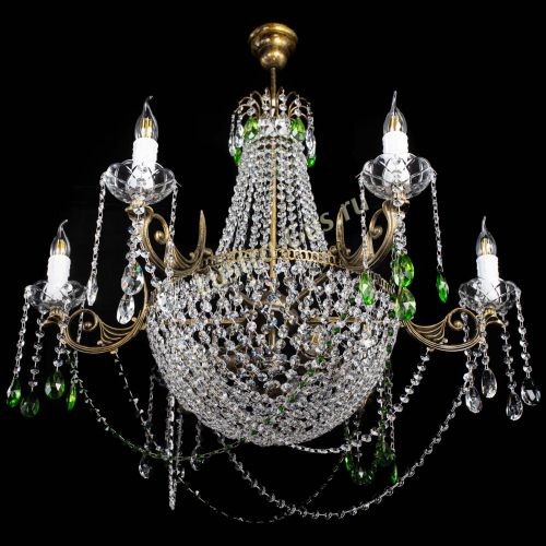 Люстра Елизавета малая №9 под бронзу Зеленая в Подольске Гусь Хрустальный