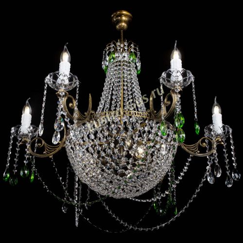 Люстра Елизавета малая №9 под бронзу Зеленая в Подольске Гусь Хрустальный