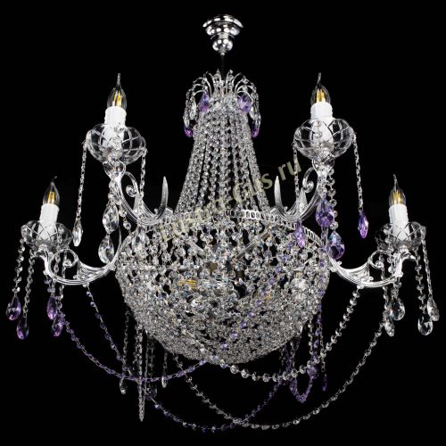 Люстра Елизавета малая №9 фиолетовая в Подольске Гусь Хрустальный
