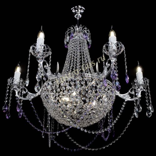 Люстра Елизавета малая №9 фиолетовая в Подольске Гусь Хрустальный