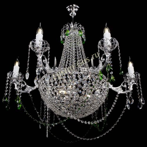 Люстра Елизавета малая №9 зеленая в Подольске Гусь Хрустальный