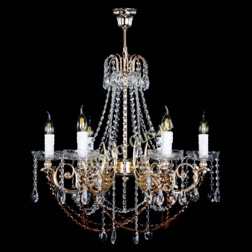 Люстра Елизавета малая Чайная (рожки - металл) в Подольске Гусь Хрустальный