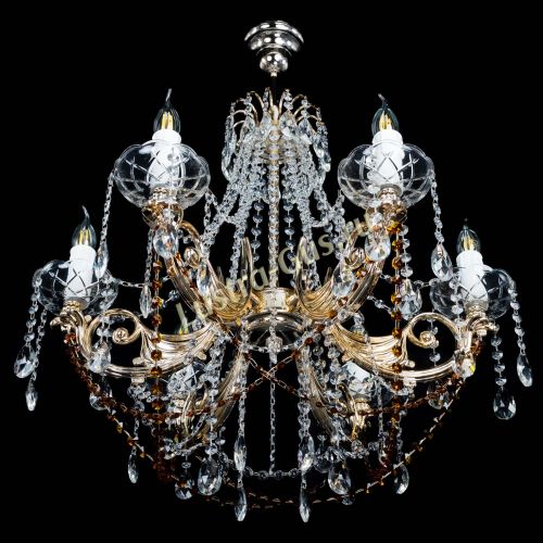 Люстра Елизавета малая Чайная (рожки - металл) в Подольске Гусь Хрустальный