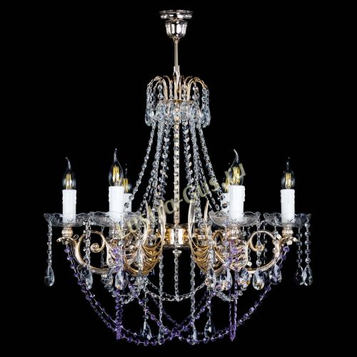 Люстра Елизавета малая Фиолетовая (рожки - металл) в Подольске Гусь Хрустальный