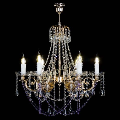 Люстра Елизавета малая Фиолетовая (рожки - металл) в Подольске Гусь Хрустальный