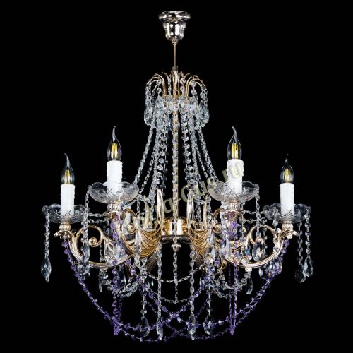 Люстра Елизавета малая Фиолетовая (рожки - металл) в Подольске Гусь Хрустальный