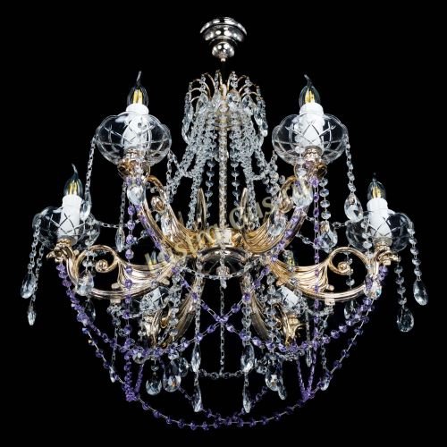 Люстра Елизавета малая Фиолетовая (рожки - металл) в Подольске Гусь Хрустальный