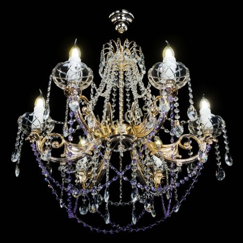 Люстра Елизавета малая Фиолетовая (рожки - металл) в Подольске Гусь Хрустальный