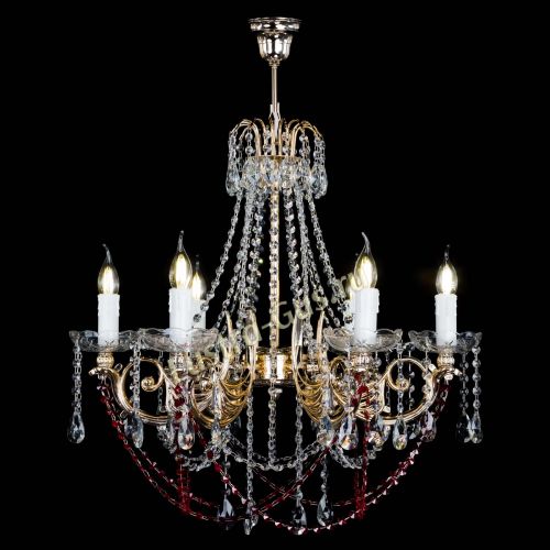 Люстра Елизавета малая Красная (рожки - металл) в Подольске Гусь Хрустальный