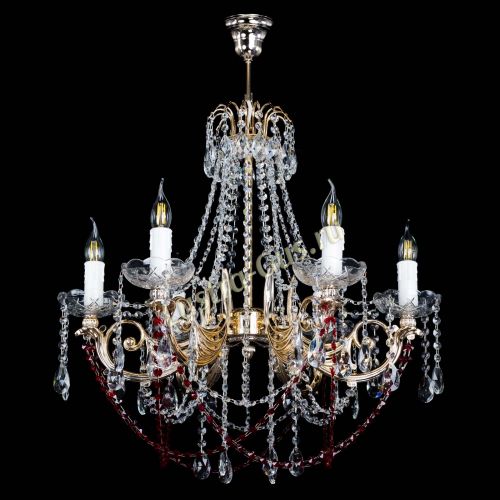 Люстра Елизавета малая Красная (рожки - металл) в Подольске Гусь Хрустальный